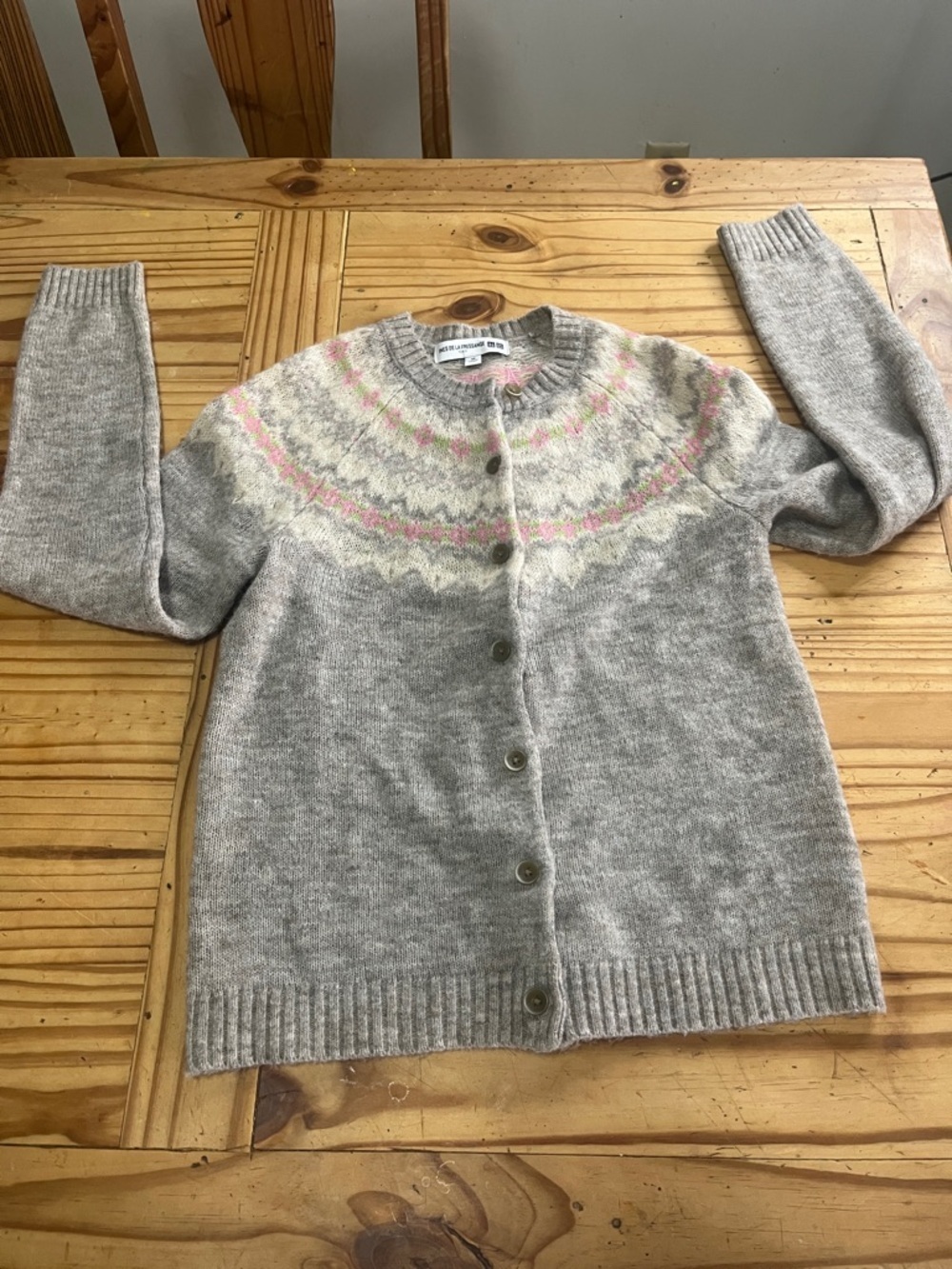 Ines de la Fressange Paris Gray Wool Cardigan Sweater - Picture 2 of 7